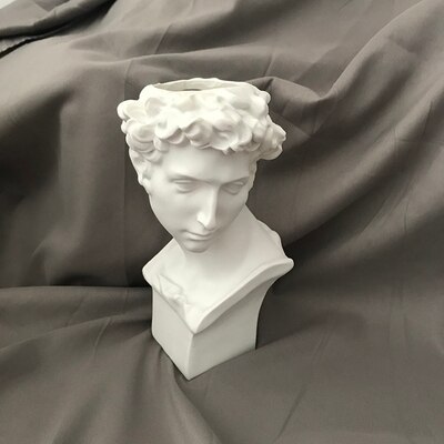 Greece David Venus Apollo Art Sculpture Vase Flower Pot Human Head Home Decor Imitation Plaster Resin Flower Arrangement R4502: Clear
