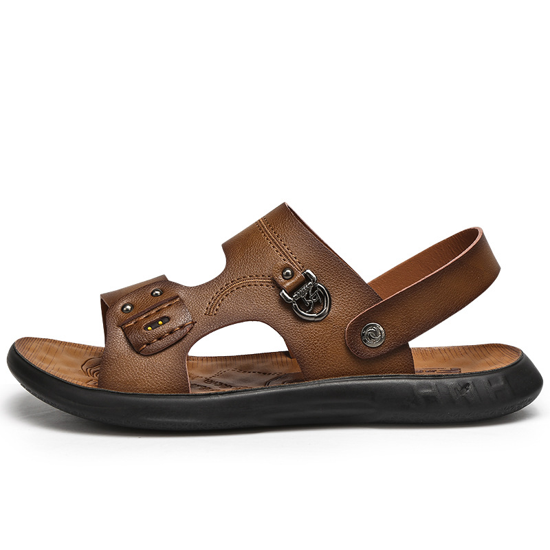 Ryggreim pu casual sandaliaer hombre slip-on flats tøfler platåsko menn sandaler solid plus size sandaler herresko: Khaki / 10.5