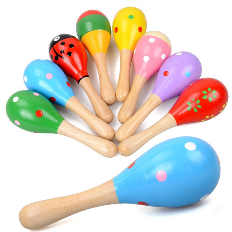 Baby Hand Rattle Shaker colore casuale divertente martello di sabbia Maraca in legno sonagli batteria strumento giocattoli giocattoli musicali educativi