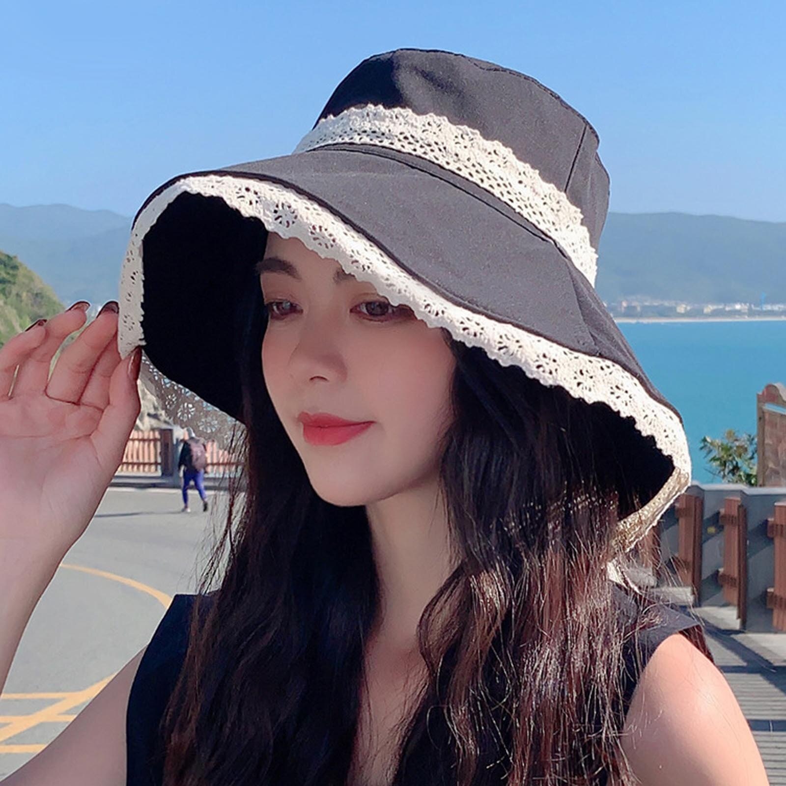 Zomer Vrouwen Vouw Kant Mode Outdoor Zonnescherm Hoed Bekken Hoed Visser Hoed Strand Ademende Zonnebrandcrème Hoed