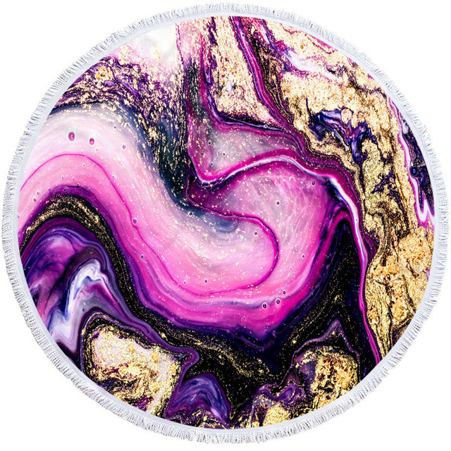 Goldene Rosa Marmor Abstrakte aufbringen Runde Strand Handtuch Saugfähigen Mikrofaser Handtücher Mit Quaste Strand Handtücher: Farbe 5