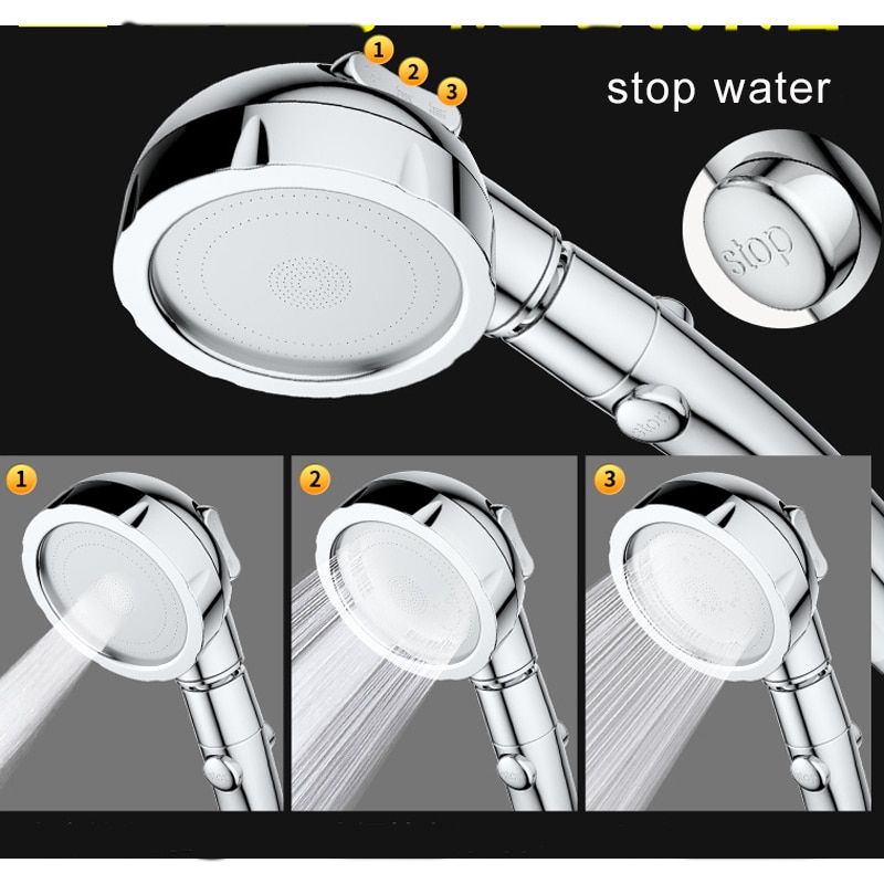 Hoge Druk Douchekop 360 Graden Roterende 3 Modus Neerslag Krachtige