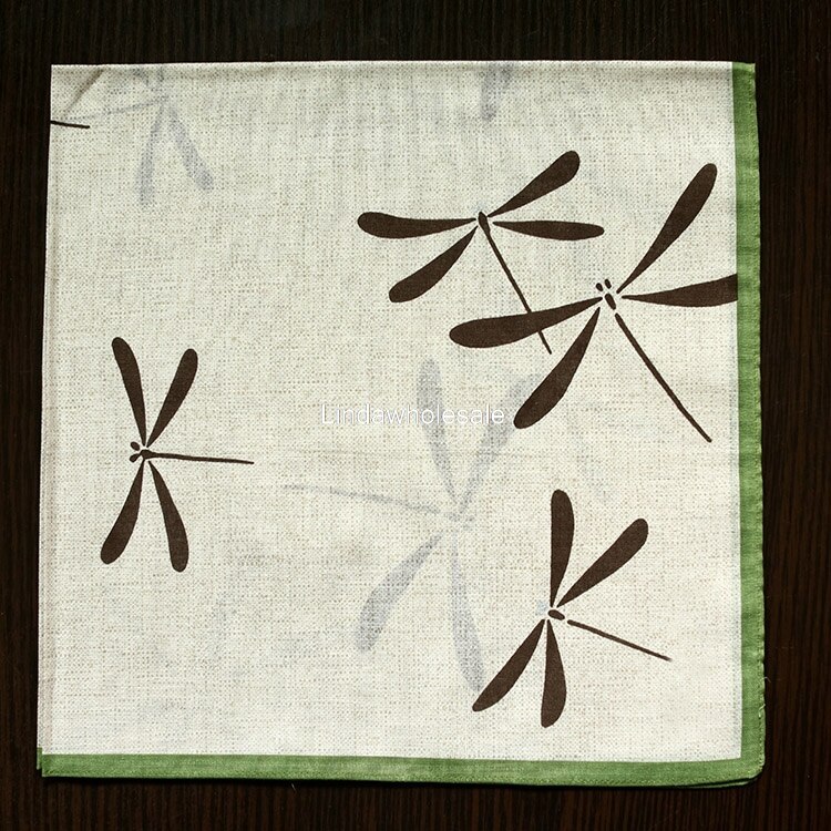 Japanse mannen zakdoek katoen dunne grote dragonfly 53 cm * 53 cm pocket vierkante: green