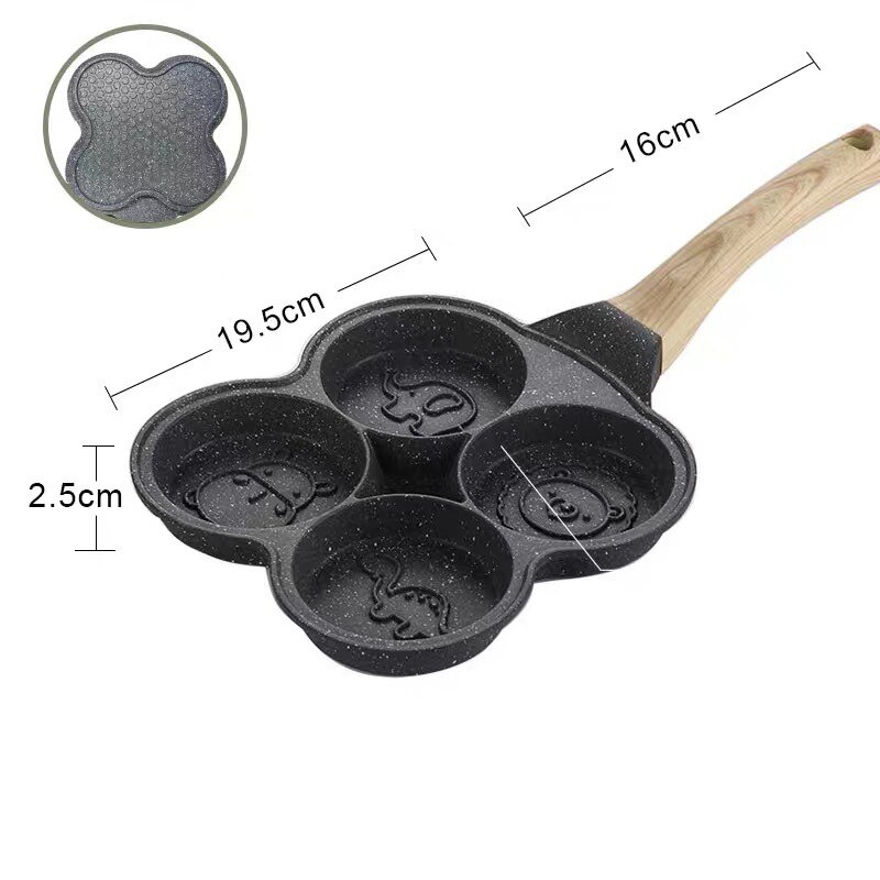 4 Holes Omelet Pan Non-Stick Griddle Maker Pancake Pan Egg Ham Pans Breakfast Kitchen Cooking Pan