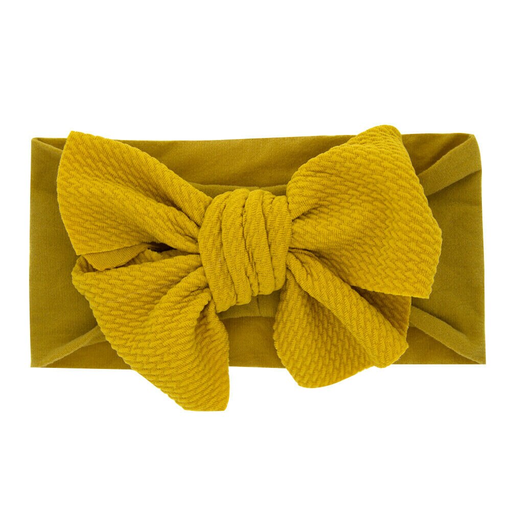 Baby Toddler Turban Headband - Floral Pattern Cotton Bow Hair Band Accessories: Yellow