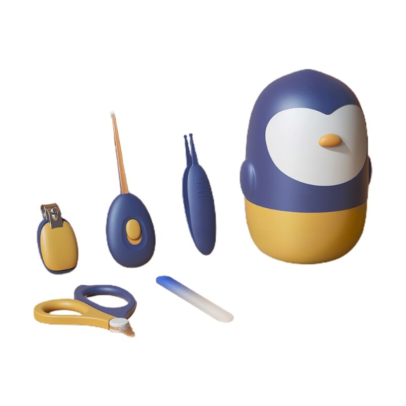D55e 5 teiliges einstellen babynagelknipser, 5 in 1 sicherheits-babypflegeset mit schere, pinzette, nagelfeile, ohrenschmalzentfernungswerkzeug mit LED-licht für: Zijin