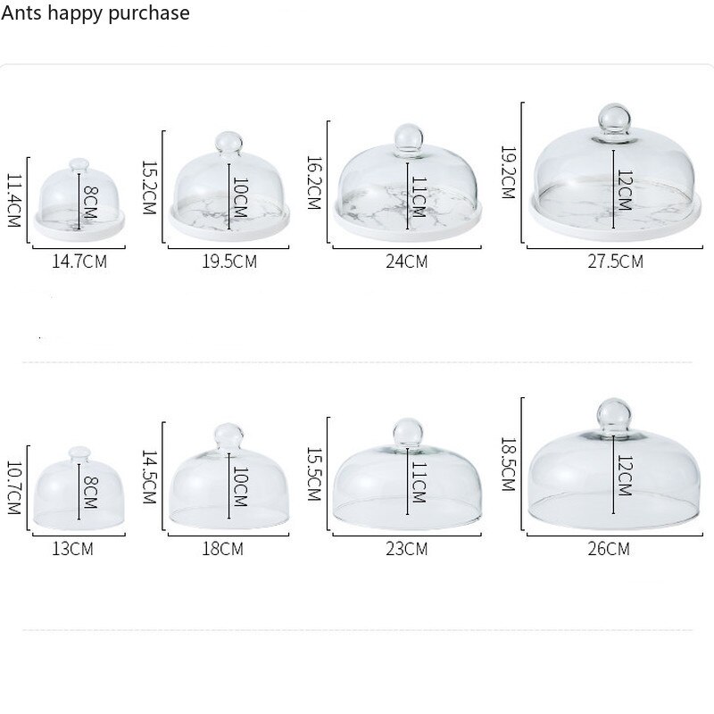 Ceramics Round Cake Pan Glass Cover Dessert Snack Tray Fruit Dessert Display Tray Photo Props Try Eating Cake Stand with Lid