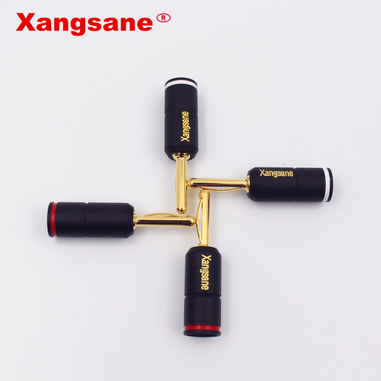 Xangsane 4 pieces High Performance Pure red copper Gold plated Banana Lock Plug HiFi Speaker Banana Connectors