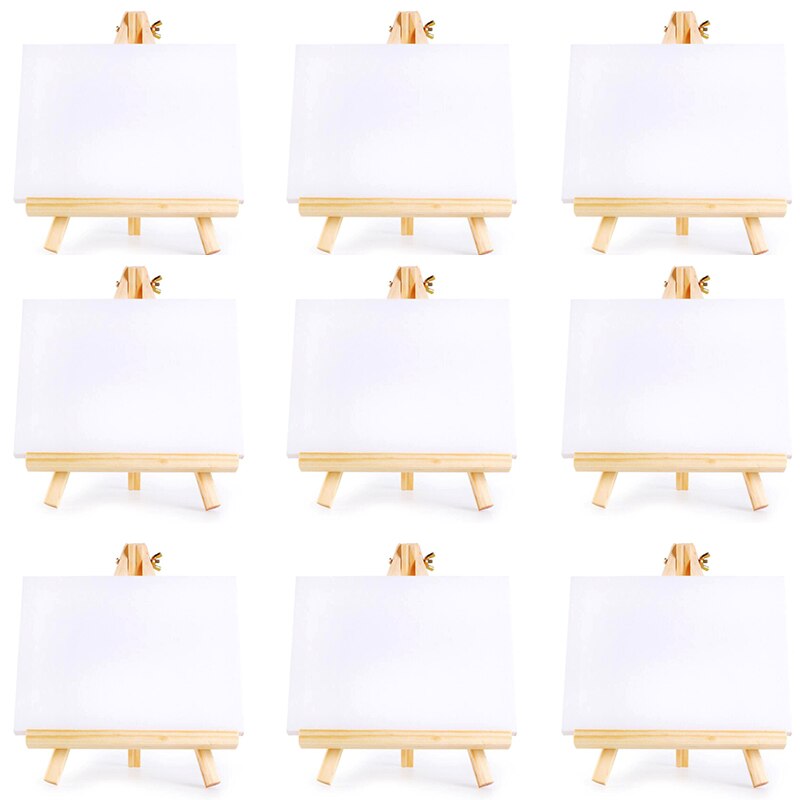 10 Set Artists Mini Canvas Set Painting Craft DIY Drawing Small Table Easel: Default Title
