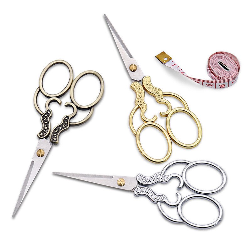 Tijeras de artesanía de Oro Retro para costura y artesanía, tijeras de papel Vintage afiladas, herramientas de costura, tijeras de bordado,