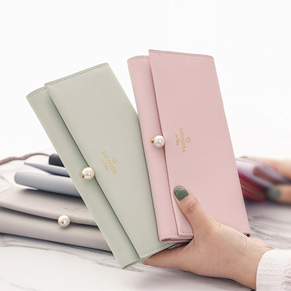 ! Women Long Wallet Casual Pearl Hasp Wallet Clutch Bag Card Holders Handbag