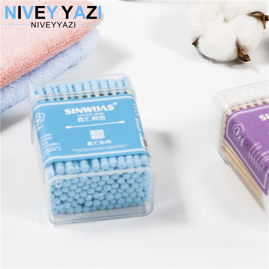 100pcs Bamboo Cotton Swab Wood Sticks Soft Cotton Buds Double Head Cotton Swab Nose Ears Cleaning Health Cosmetics Care Tools