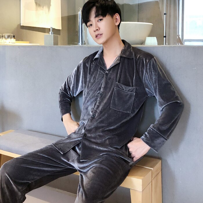 Winter Warm Soft Golden velvet Pajamas Men Women Long-sleeved Sleepwear Pijama Couple Homme Nightwear Cardigan Pyjamas: 2 / XXXL