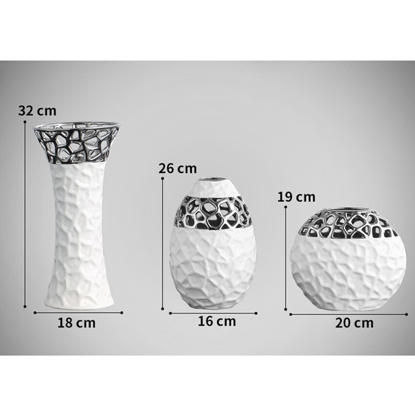 Korte keramische zilveren bloemenvazen voor feesten keramische bloemenvaas schelp witte keramische vaas kantoor thuis bruiloft decoratie j