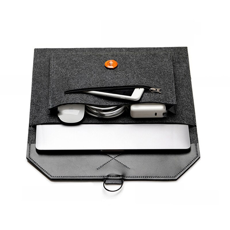 Caso do portátil manga saco de feltro para macbook ar pro 11 12 13 14 15 16 polegada computador portátil saco para hp xiaomi dell lenovo mac livro: Dark Gray / 15.6-inch 40x28x2cm