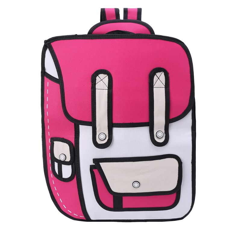 THINKTHENDO Backpacks 3D Jump Style 2D Drawing From Cartoon Paper Backpack Shoulder Bag Comic Bookbag Bags for