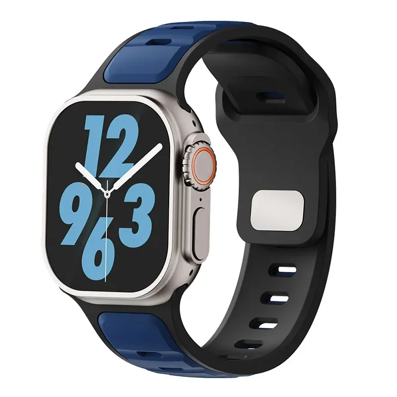Silicone Strap for Apple watch ultra2 band 49mm Series 10 46mm correa Sport bracelet iwatch 9 8 7 6 5 SE 42-45mm 44mm: White black