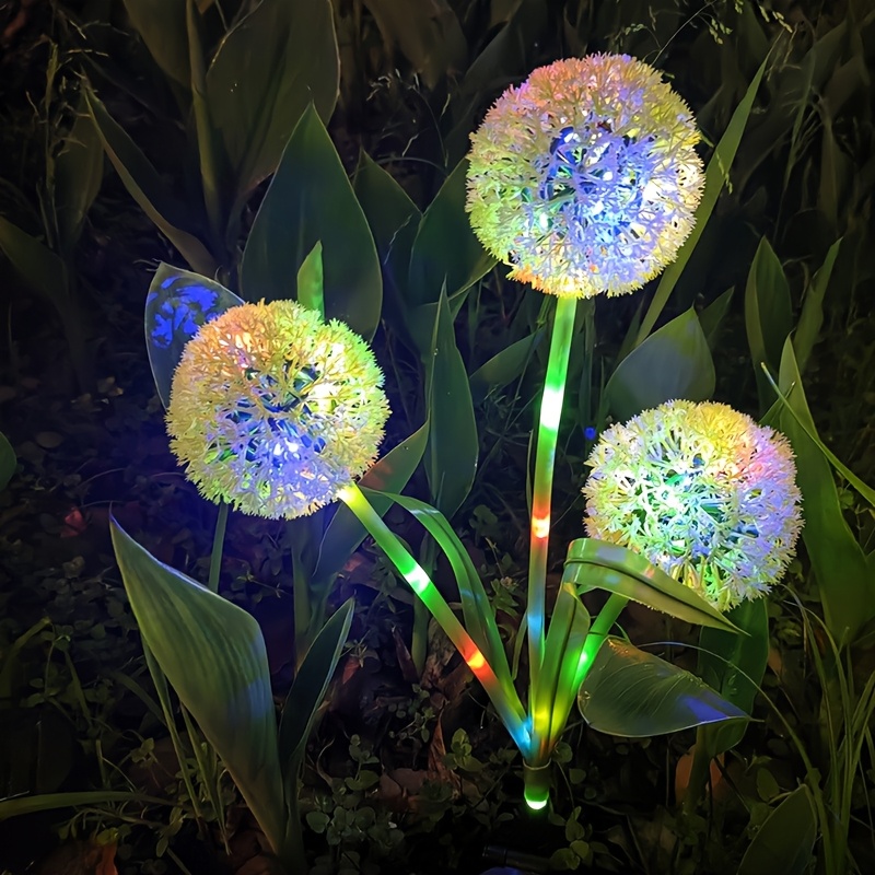Luces LED solares de diente de león para decoración de jardín/Patio/césped, luces solares impermeables para patio al aire libre, perfectas para fiestas y graduación: RGB