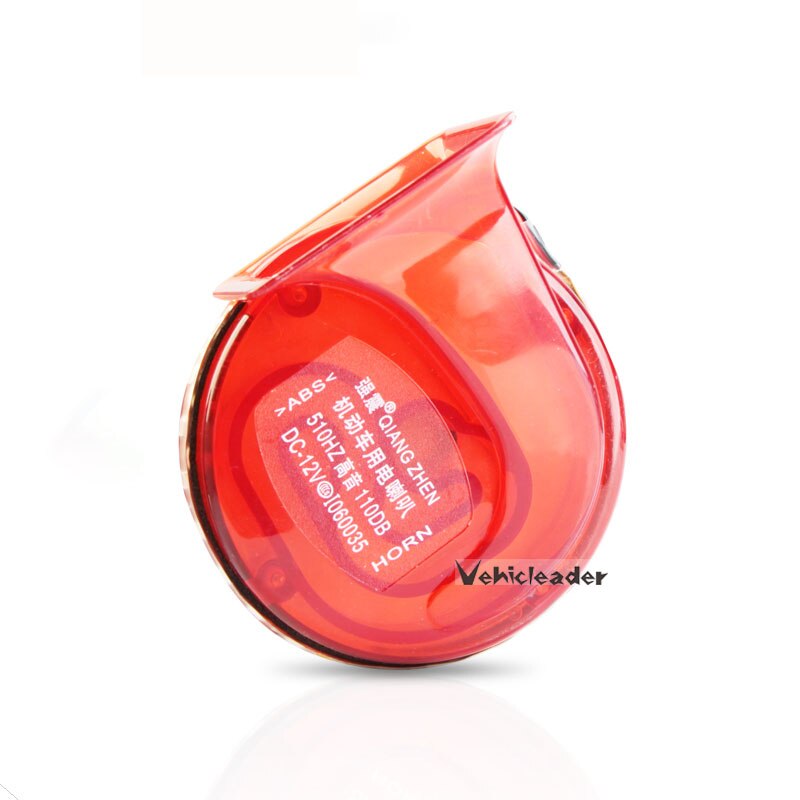 Bocina de Caracol de 12V para motocicleta, con luz led, altavoz de voz fuerte y transparente, bocina de aire para coche y moto, electrónica Universal con lámpara LED: 12V Red