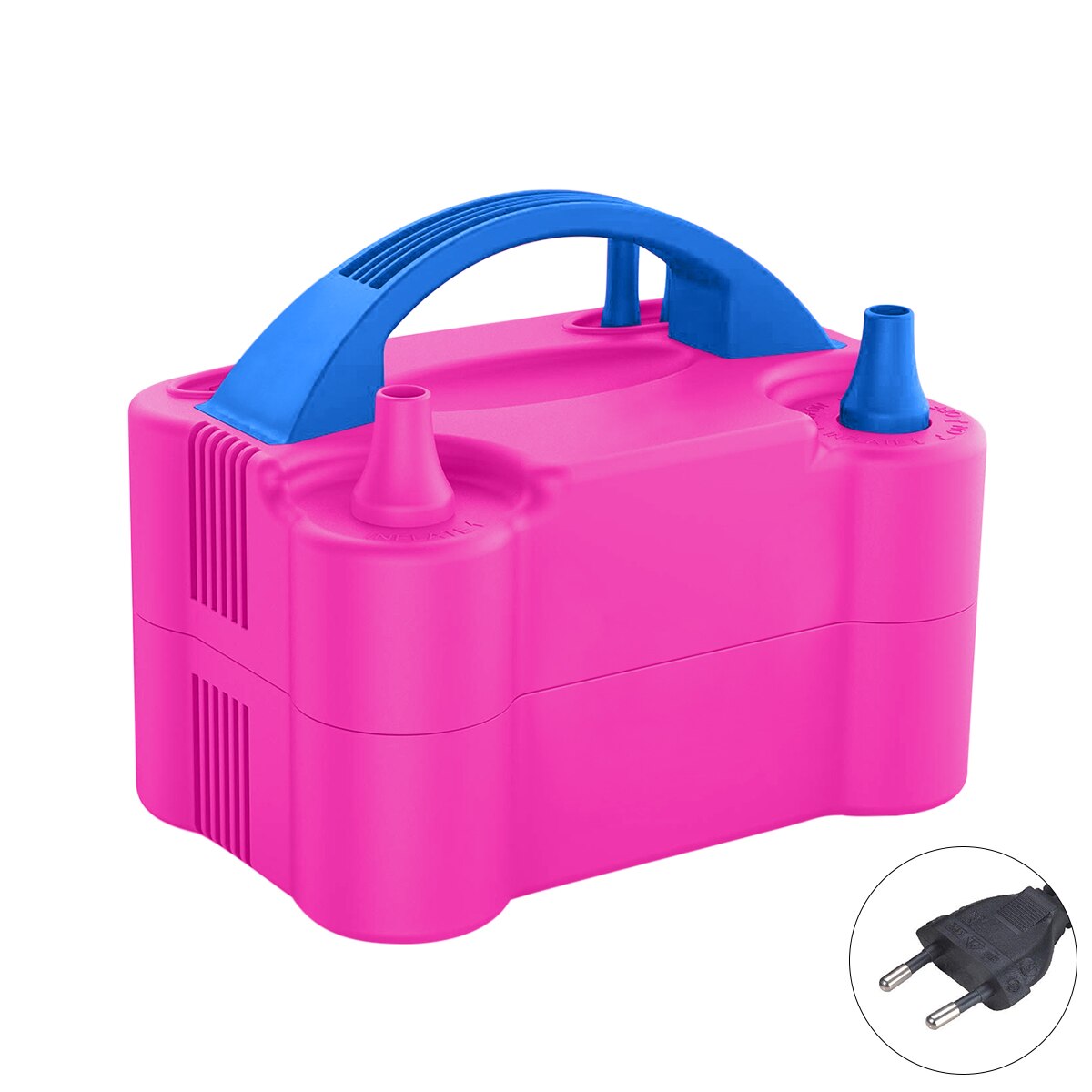Portable Electric Balloon Pump Pink Double Air Hole Pump High Efficiency Pumping Car Pumping Toys Balls Activated Inflatable: EU plug