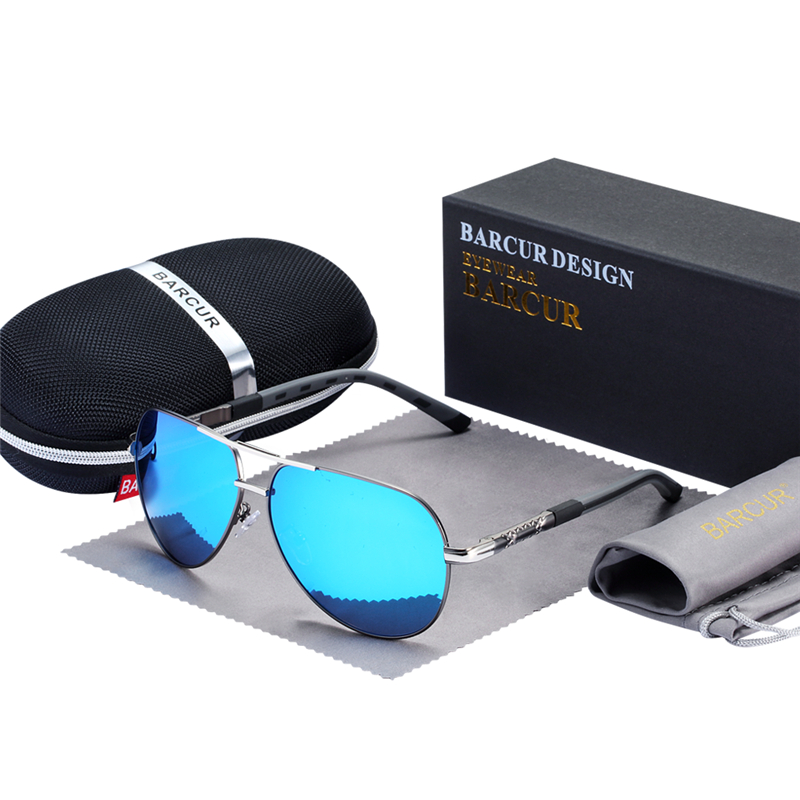 BARCUR Männer Sonnenbrille Original Polarisierte Fahrer gläser Polaroid sonnenglas Männliche Pilot Brillen: Blau