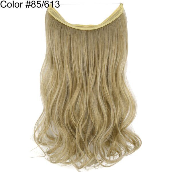 Extensions de cheveux de Halo de TOPREETY ondulent les postiches cachées par fil élastique Invisible aucune Fiber synthétique résistante à la chaleur d'agrafe TPYLW90