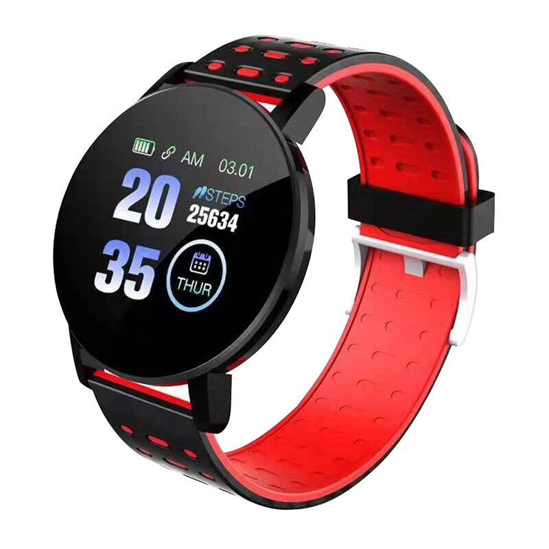 119 Plus Smart Armband Horloge Hartslag Smart Polsband Waterdicht Horloges Band Smartwatch Voor Android Ios: Rood