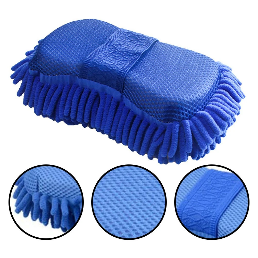 Esponja para lavado de coches de chenilla de microfibra azul, almohadilla para cepillo de lavado, herramienta de limpieza, toalla de lavado automático, guantes, accesorios de estilismo, 1 ud.
