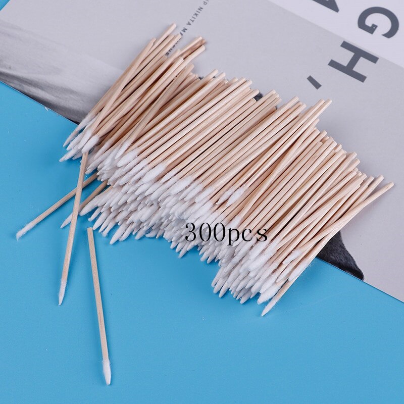 300pcs Cotton Buds Swabs Handle Wooden Handle Tattoo Makeup Microblade Cotton Sticks