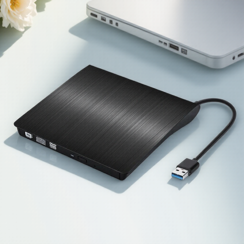 External USB 3.0 DVD CD Drive Burner Writer for Laptop Desktop Mac Windows Linux Portable High Speed: black
