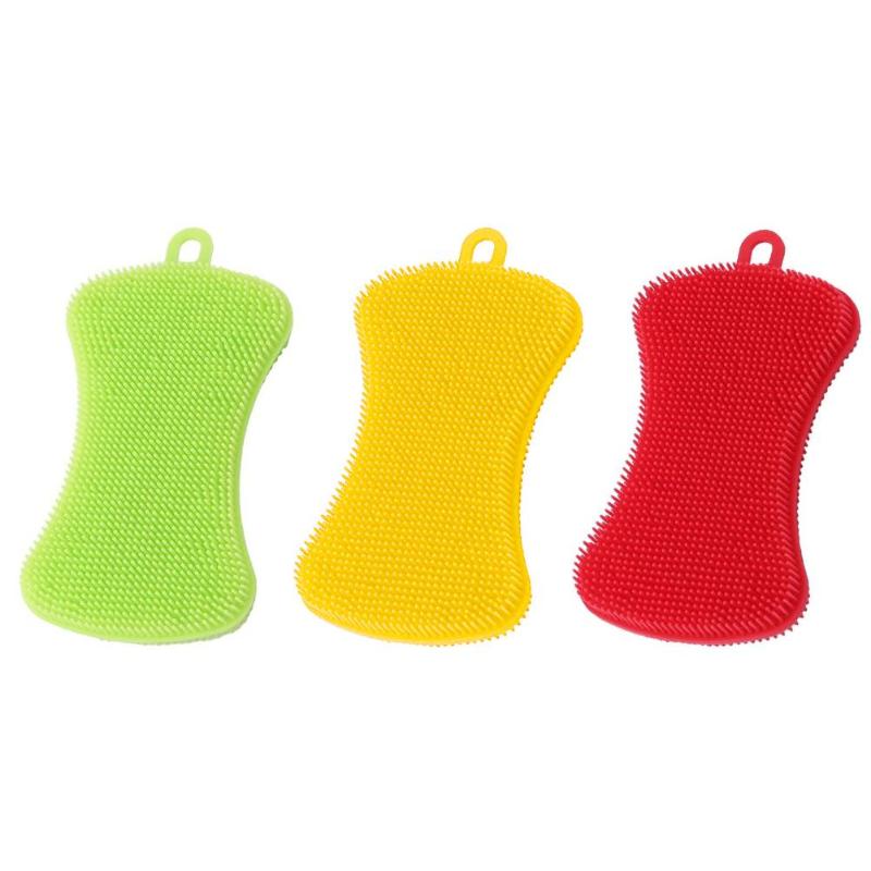 Accesorios de cocina cepillo para lavar los platos, Bol, olla, limpiador de esponjas de cocina, cepillos de limpieza, herramienta, estropajos: 3Pcs