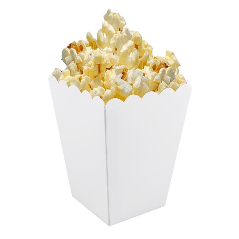 50 Stuks Papier Popcorn Doos Bruiloft Snoep Voedsel Zak Gunsten Verjaardag Decoratie Benodigdheden Zuiver Wit Vouwen Popcorn Doos