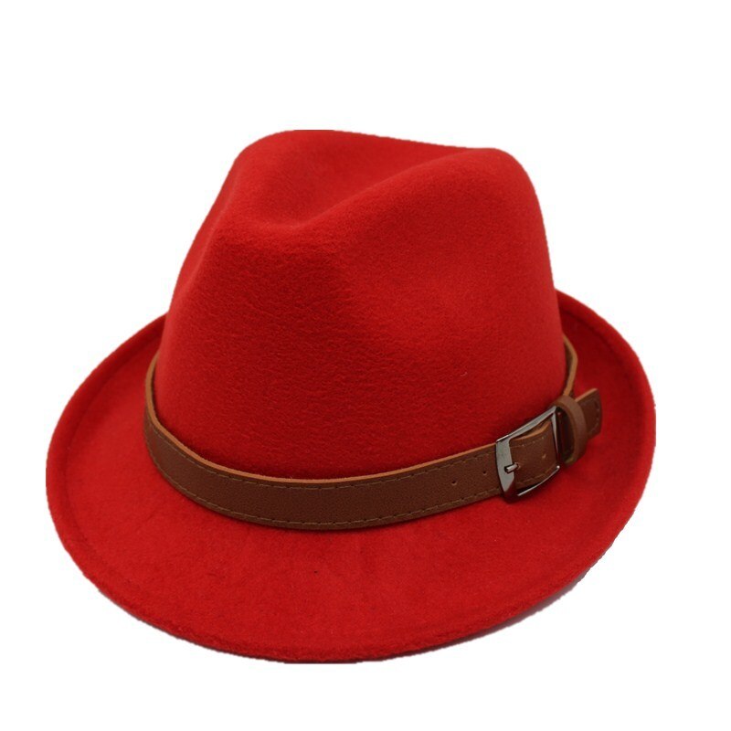 Ozyc bred skygge mænd fedora hatte jazz kasketter flad top hat gorras casquette uld kort stil hat chapeu: Rød