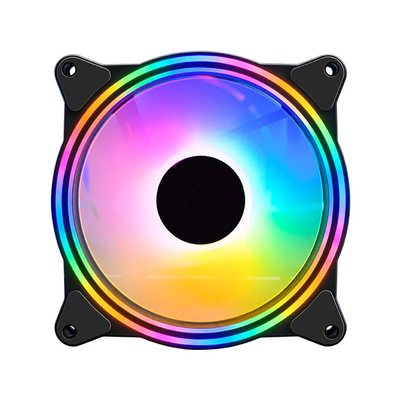 Desktop-Computer-Gehäuselüfter, 12 cm, RGB-Beleuchtung, Wasserkühlung, reine Farbe, Lüfter, Desktop-PC, Turmkühlersystem, Gaming-CPU-Kühlkörper