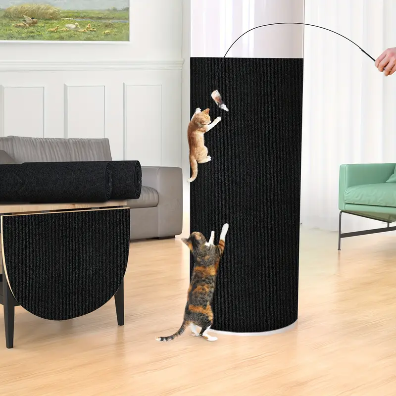 Self-Adhesive Cats Scratch Board Wall Anti Cat Scratch Carpet Mat Trimmable Cat Carpet Prevent Cat Scratcher Furniture Protector: XS / black