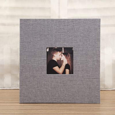 16 inch 20 page linen self-adhesive photo album diy antique wedding photo scrapbook album memory classic photo album: light grey
