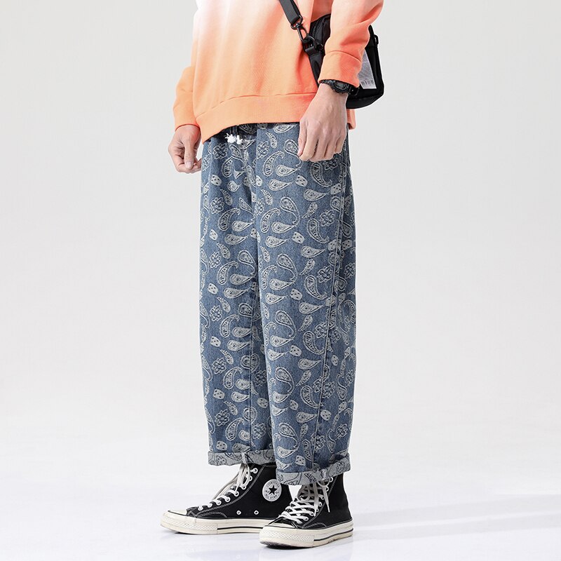 Harajuku Style Printing Men‘s Woman’s Jeans Oversized Casual Jean Pants Male Streetwear Vintage