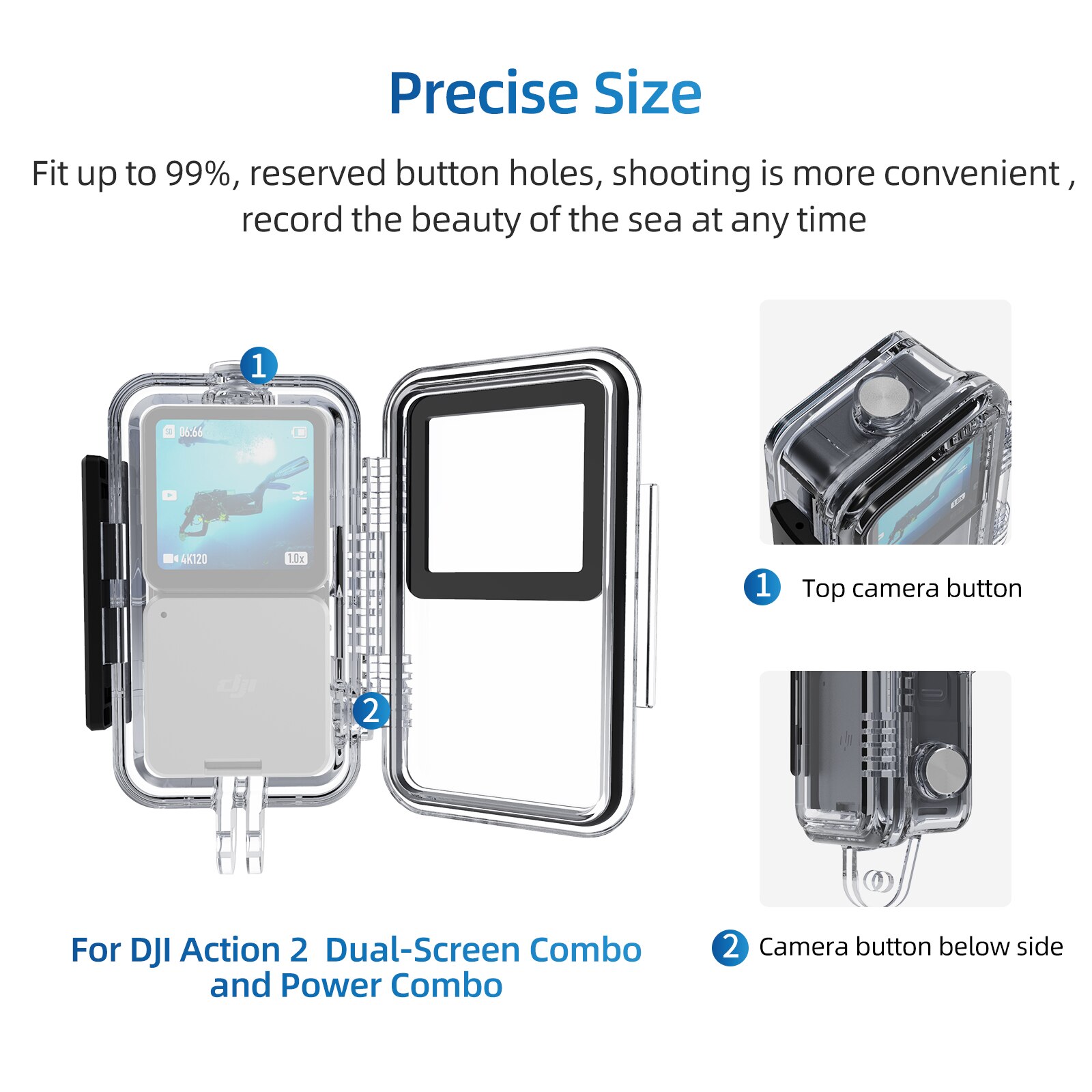 Custodia impermeabile )in 45M per DJI Action 2 custodia subacquea per affondamento di calore custodia protettiva ad alta resistenza per azione 2