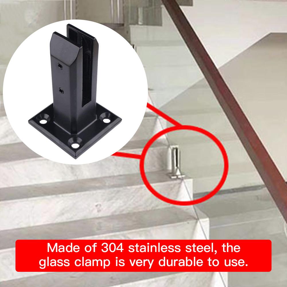 Black Stainless Steel Clamp,Glass Panel Pool Fence Staircase Bracket Spigot Balustrade Floor Deck Mount Support Clamp Square
