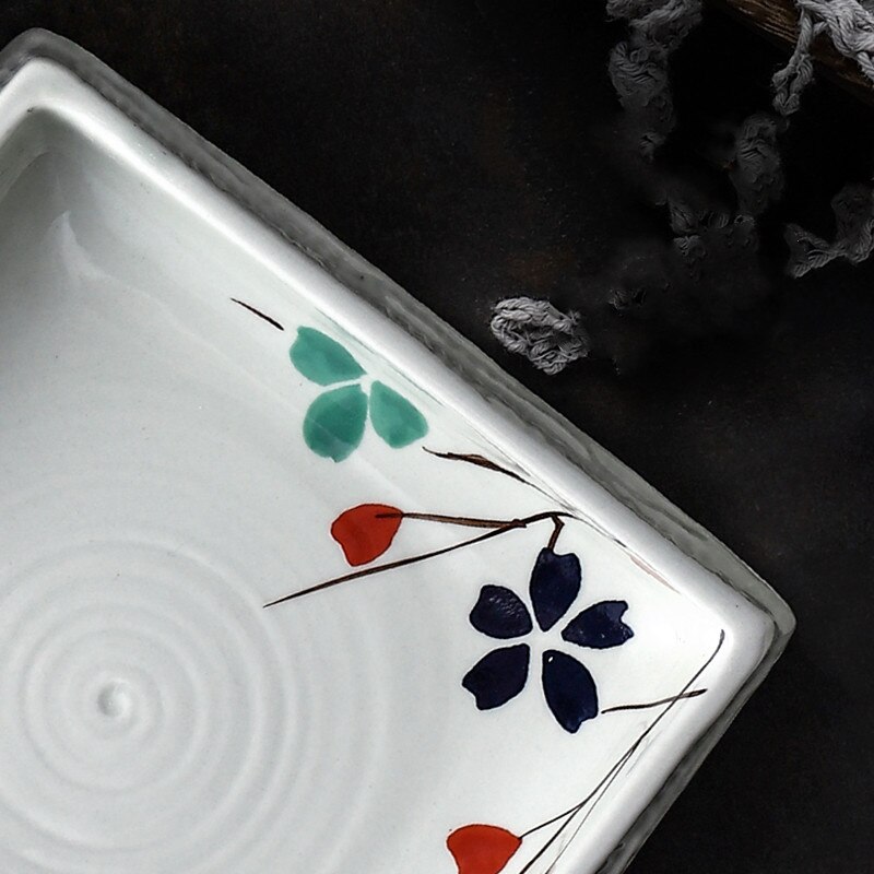 Square Stone Pattern Ceramic Dinner Plates Kitchen Dinner Set Plates and Dishes Japanese Food Sushi Plate Home Breakfast Plate