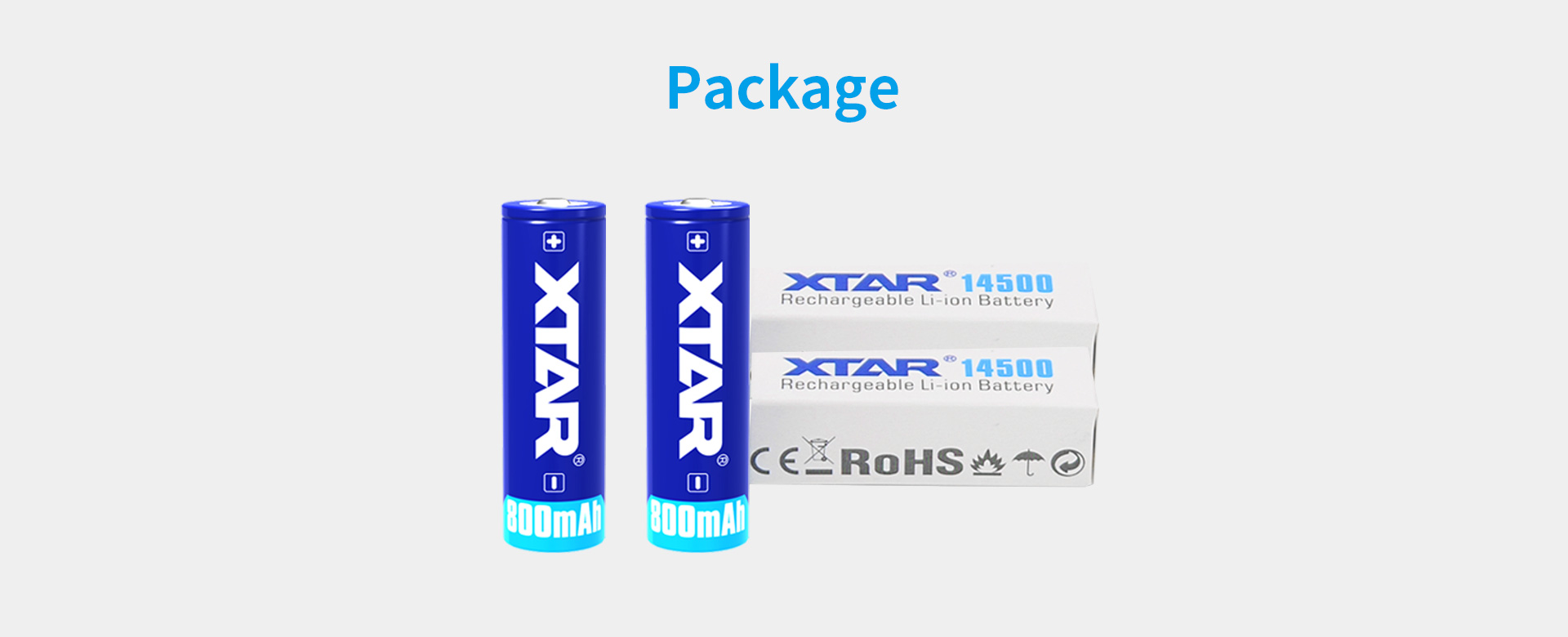XTAR 14500 800mAh Battery Rechargeable 14500 800mAh 3.7V Battery Flashlight Battery: Default Title