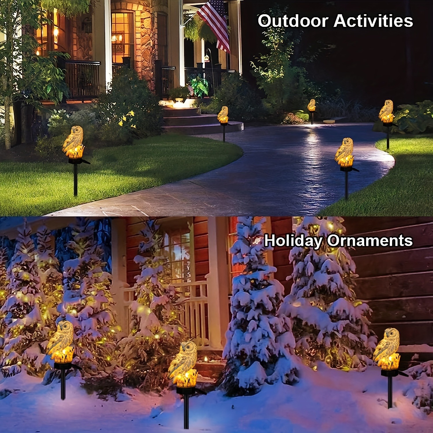 1 pc ao ar livre coruja estátua lâmpada resina artesanato movido a energia solar led iluminação ao ar livre decorativo paisagem luz solar jardim luz