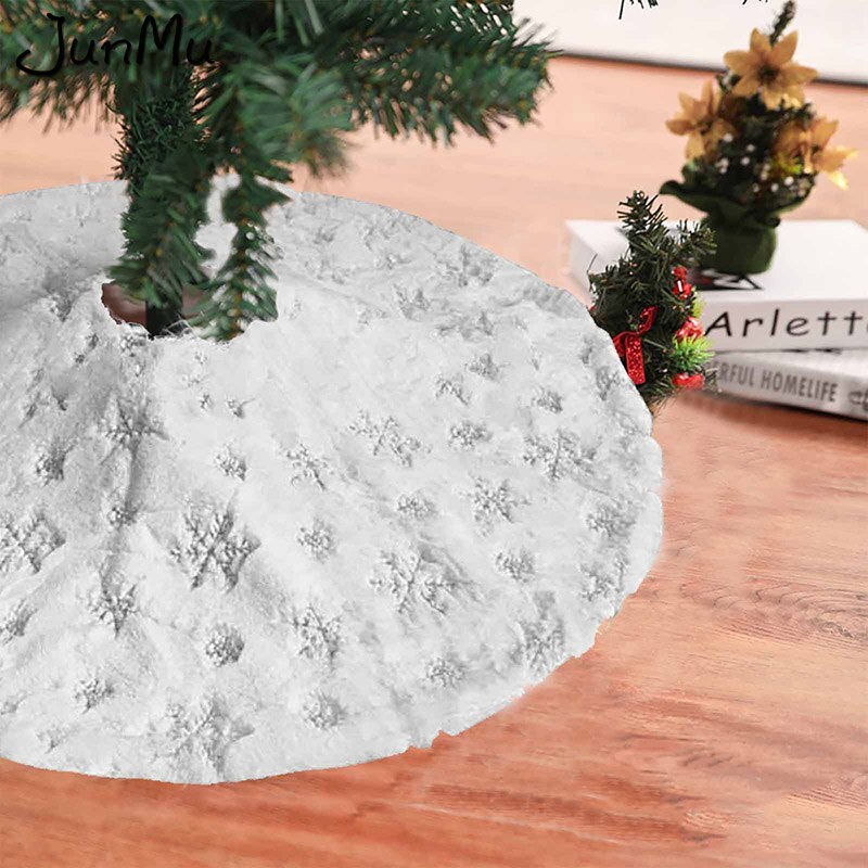 Snowflake Tree Skirt 90/122cm White Gold Silver Flannel Embroidered Christmas Christmas Year Home Decoration