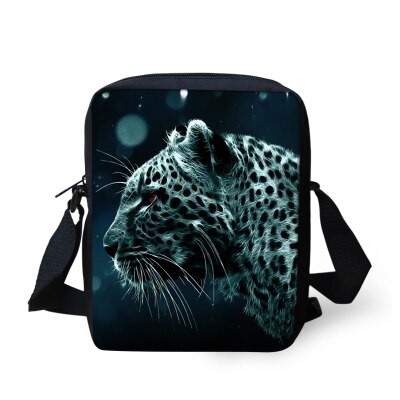 Men Messenger Bag 3D Animal Leopard Head Mini Crossbody Bag Kids Travel Bags Boys Children Small Handbag Mochila Bolsas: C3964E