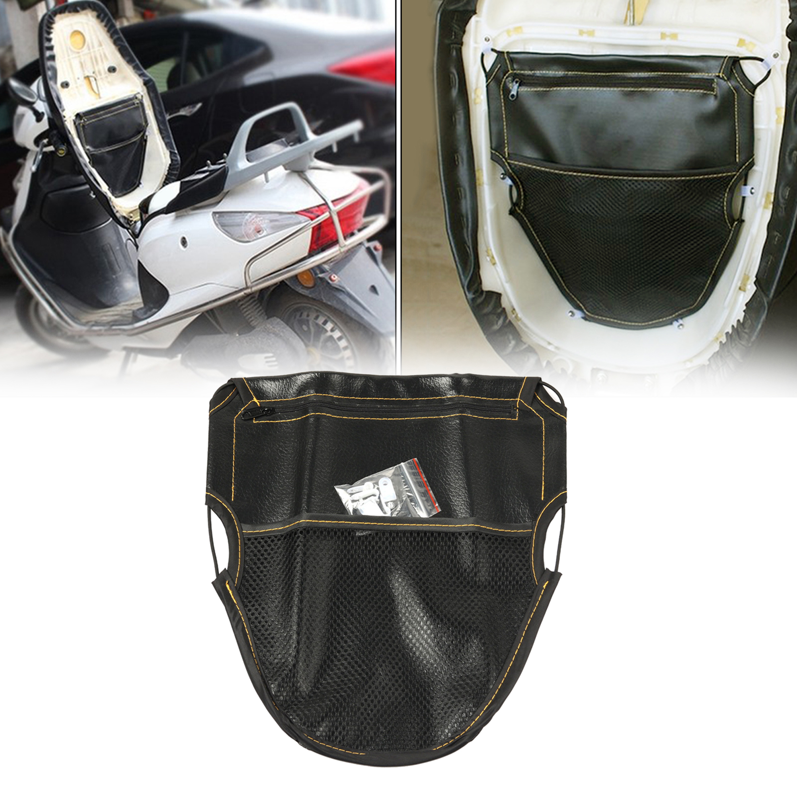 Leather Motorcycle Under Seat Cushion Storage Pouch Bag, Accessories