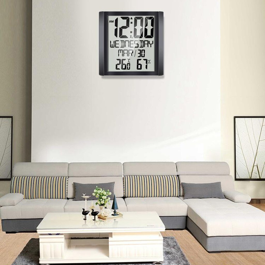 Digital Clock Large Screen Display Easy to Read Temperature Humidity Gauge Calendar Reminders for Home Office