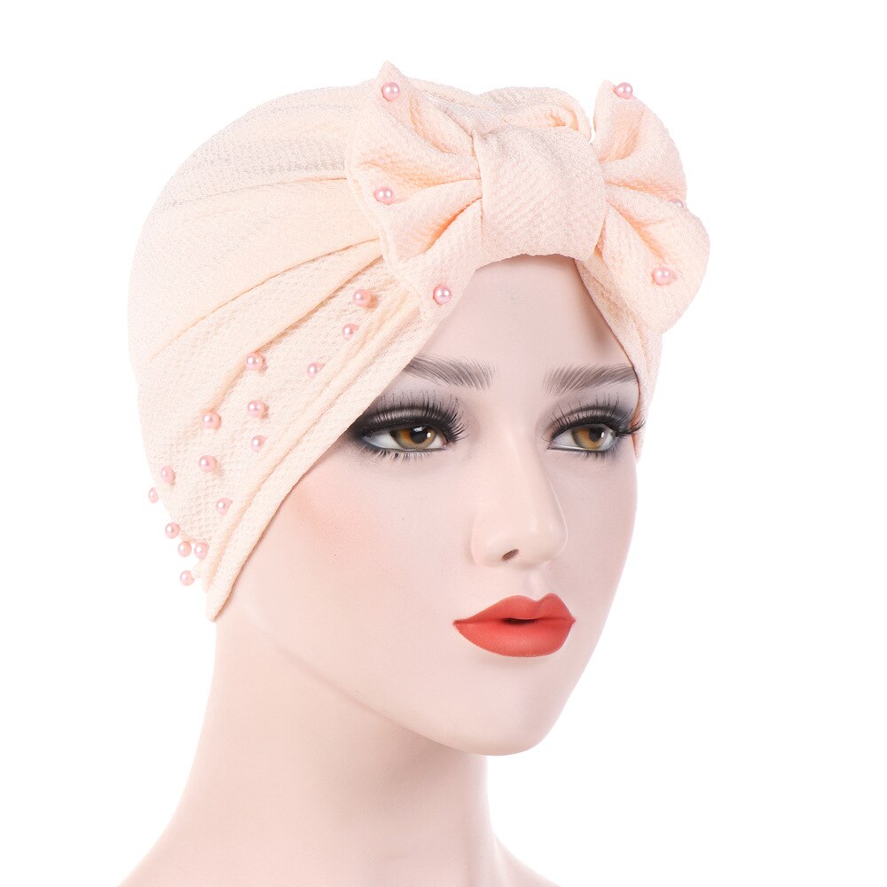 Turban musulman uni pour femmes, casquette indienne avec nœud élastique: 9