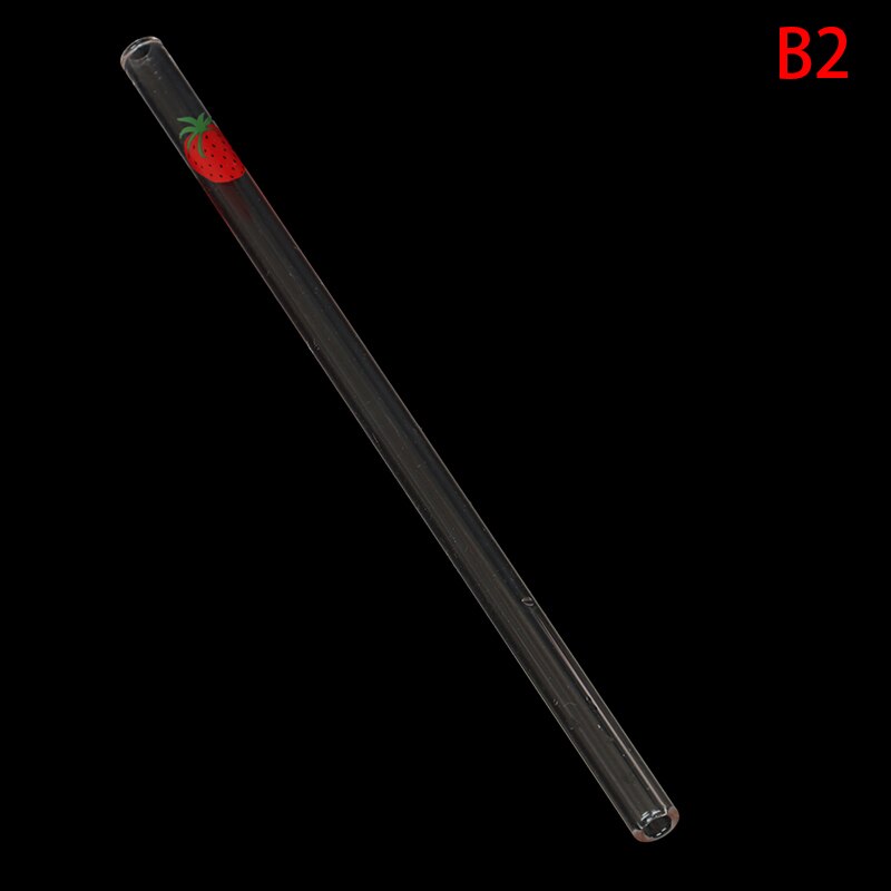 1PCS Fruits Glass Straw Reusable Glass Drinking Straws Cleaner Brush Bent Glass Straws For Smoothies Juice Tea: B2