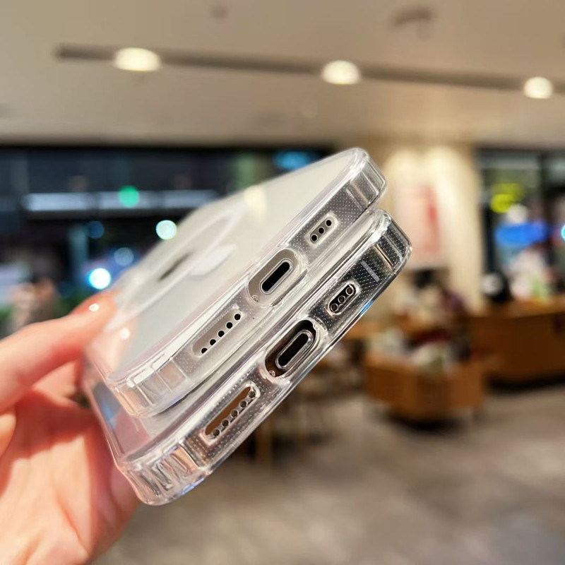 Transparent magnetiskt för magsafe trådlöst laddningsskal 11 iphone 17 16 15 14 plus 13 12 pro max stötsäkert fodral