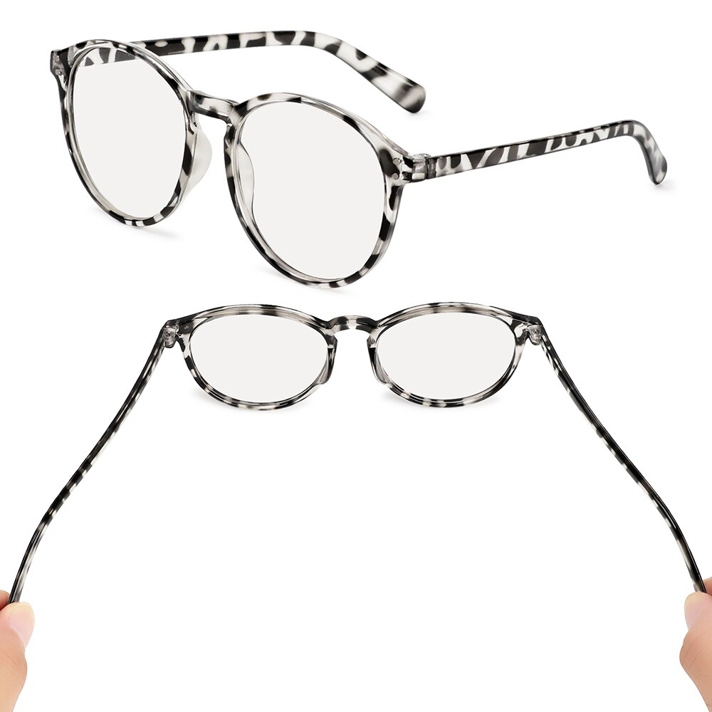 Unisex Black Leopard Print Round Frame Eyeglasses Anti Blue Light Radiation Myopia Glasses Optical Eyewear -1.0~-4.0